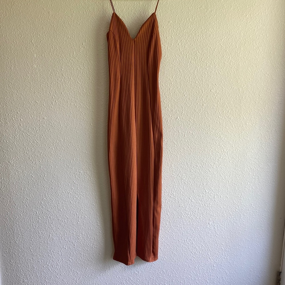 Bodycon ribbed calf length dress